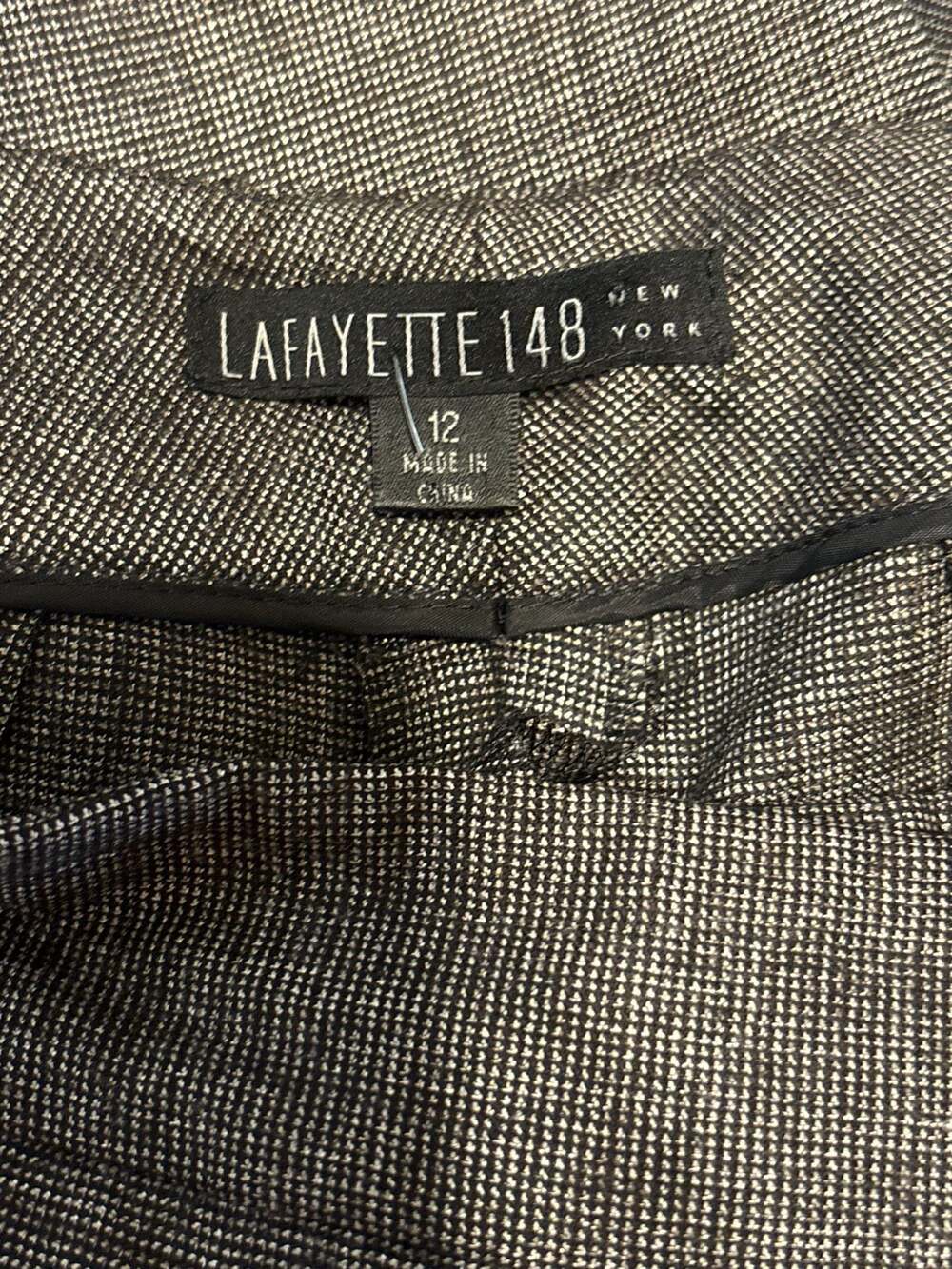 Lafayette 148 New York Women's Gray Herringbone Wide-Leg Trousers #1386 - Picture 3 of 11